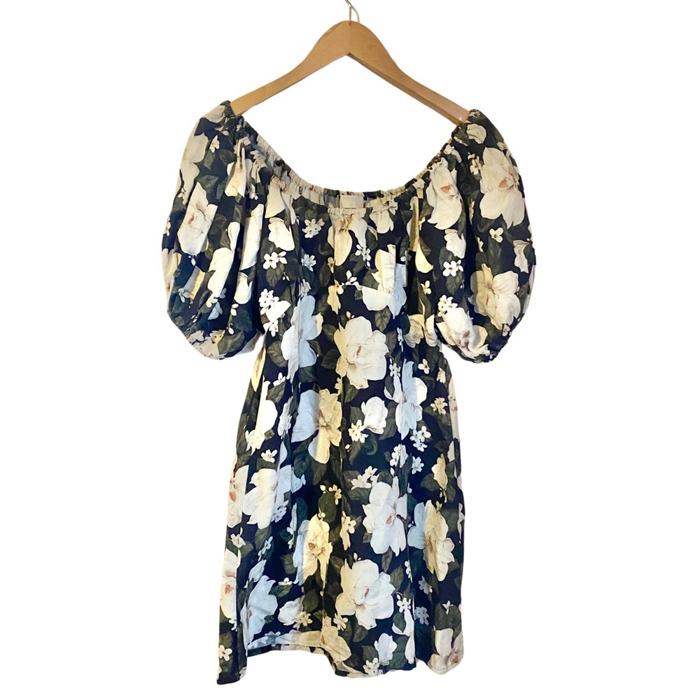 POSSE Australia Dove linen mini puff sleeve dress tropical floral print M - Picture 2 of 12